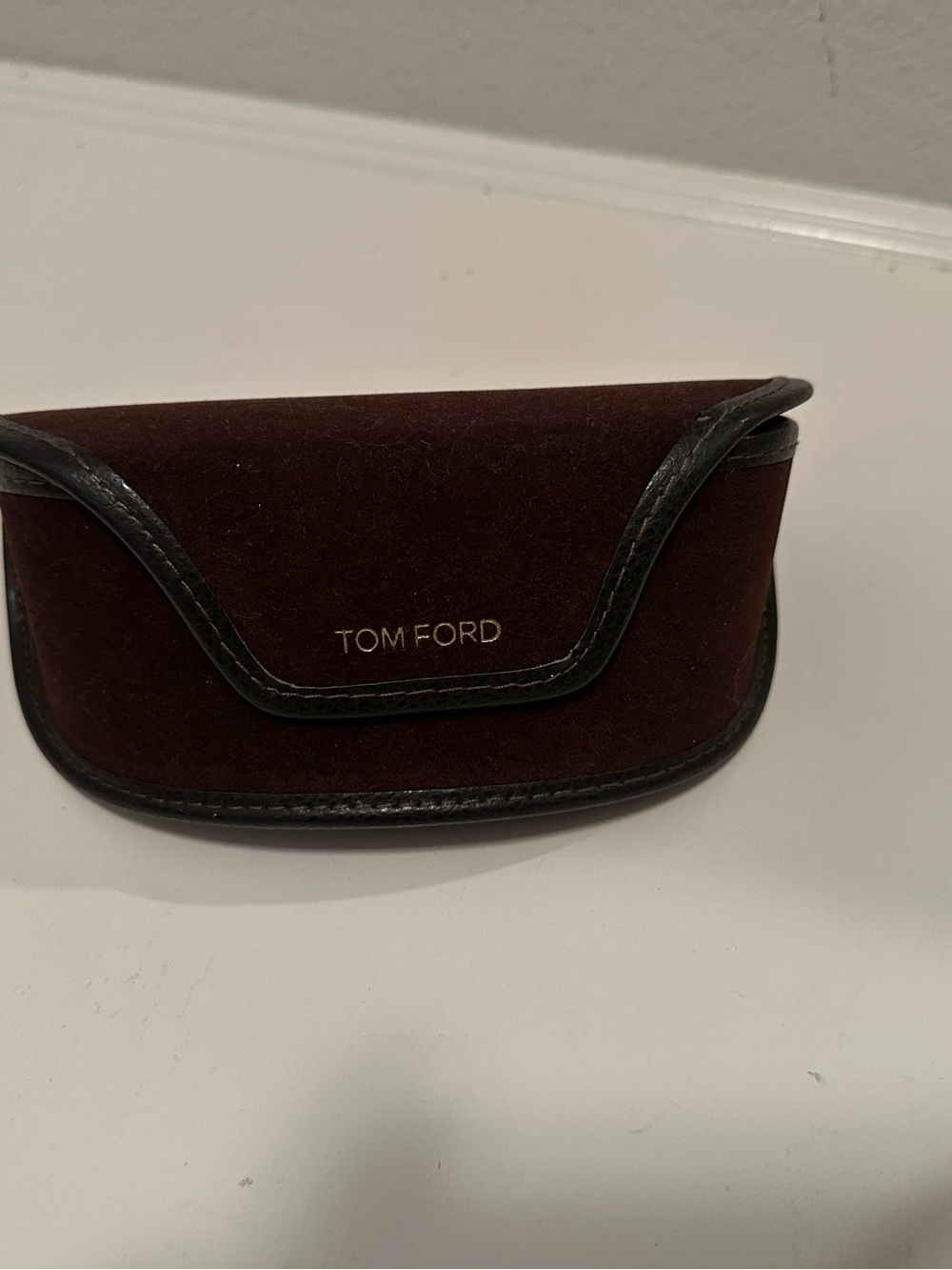 Tom Ford Brown Suede Sunglasses Case with Black Trim
